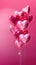 Heartshaped Balloons Magenta Pink Birth Day Celebration Greeting Card Design. Generative AI