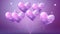 Heartshaped Balloons Orchid Purple Birth Day Celebration Greeting Card Design. Generative AI