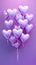 Heartshaped Balloons Orchid Purple Birth Day Celebration Greeting Card Design. Generative AI