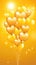 Heartshaped Balloons Sunshine Yellow Birth Day Celebration Greeting Card Design. Generative AI