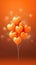 Heartshaped Balloons Tangerine Orange Birth Day Celebration Greeting Card Design. Generative AI