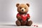 Heartwarming Bear on White Background: Perfect for Valentine\\\'s Day Love