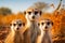 Heartwarming encounter. a playful meerkat family navigating the magnificent african safari landscape