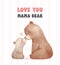 Heartwarming Mothers Day Bear Mom and Baby Cub nose to nose Adorable watercolor illustration