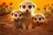 A heartwarming scene of meerkat family exploring vibrant african safari landscape. Wild nature