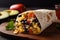 Hearty Breakfast Burrito with Scrambled Eggs, Veggies, and Beans