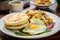 hearty breakfast of freshly-made arepas and eggs