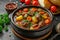 Hearty comfort food Beef meat and vegetables stew in bowl