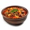 Hearty Hungarian Goulash in a Bowl on White Background .
