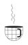 Heat coffee cup flat monochrome isolated vector object