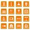 Heat cool air flow tools icons set orange square vector