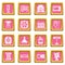 Heat cool air flow tools icons set pink square vector