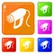 Heat power tool icons set vector color