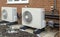 Heat pump installation on a modern house