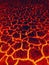 Heat red cracked ground texture burning after eruption volcano. Molten active lava texture background. Armageddon natural disaster