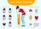 Heat stroke. Summer sunstrokes symptoms dehydration headache red skin tremor vector infographic illustrations