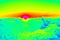 Heat from sun rays absorbing. Infrared thermovision image