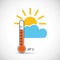 Heat thermometer icon 20 degrees sping weather with sunshine
