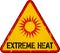 Heat warning sign, climate change concept, grungy sytyle vector