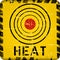 Heat warning sign, grungy style vector illustration
