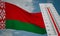 Heat wave in Belarus, Thermometer in front of flag Belarus and sky background, heatwave in Belarus, Danger extreme heat in Belarus
