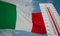 Heat wave in Italy, Thermometer in front of flag Italy and sky background, heatwave in Italy, Danger extreme heat in Italy, 3D