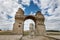 Heathens` Gate in Petronell Carnuntum on a stormy, cloudy day