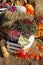 Heather, chrysanthemum, cabbage, squash, pumpkins as decoration at market place