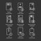 Heating chalk icons set