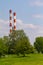 Heating chimneys with trees in front