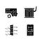 Heating and conditioning black glyph icons set on white space