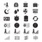 Heating and cooling, air conditioning system vector icons