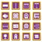 Heating cooling air icons set purple