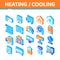 Heating And Cooling Isometric Vector Icons Set