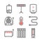 Heating and cooling line icons. Ventilation and conditioning vector illustration.