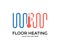 Heating floor system, Heat floor system for house logo design. Icon radiant heating floor. Pipe heating underfloor for home.