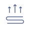 Heating icon with three straight arrows over heater element. Thermal energy control pictogram. Simple picto in lineart