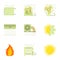 Heating icons set, cartoon style