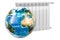 Heating radiator with Earth Globe, 3D rendering