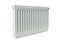 Heating radiator with radiator thermostatic valve on the wall, 3D rendering