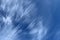 Heavenly background with cirrus clouds against the blue sky on sunny day