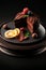 Heavenly Chocolate Dessert on Elegant Black Platter. Generative AI