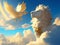 Heavenly Encounters: A Fusion of Clouds, Sky, Sun, and Griffin Majesty