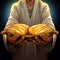 Heavenly Hands - A priest's hands holding sacramental bread