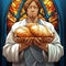 Heavenly Hands - A priest& x27;s hands holding sacramental bread