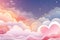 Heavenly Love: A Dreamy Painting of Heart-Shaped Clouds and Ange