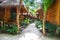 heavenly vacation on phi phi don island in thailand in a hotel with bamboo bungalow among palm trees