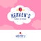 Heavenâ€™s cloud Logo. Bakery and pastry logo on white cream cloud. Letters and golden nimbus with strawberry.