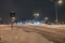 Heavily snow-covered road and sidewalk in an industrial town in Silesia, Poland, JastrzÄ™bie-Zdroj at night