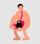 Heaviness in stomach. bloating and nausea. Sick belly. vector illustration
